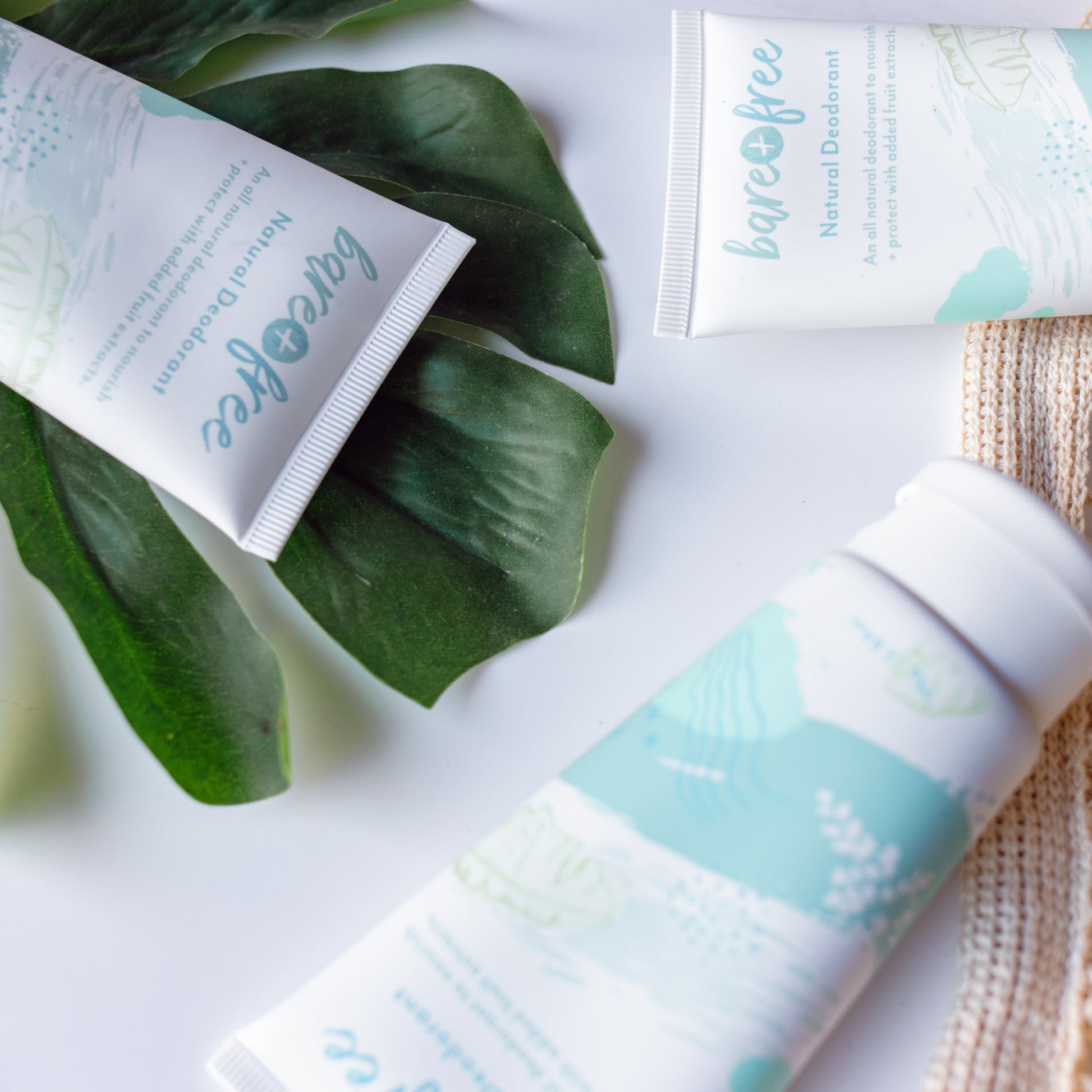 Three natural deodorant tubes in Original scent by Bare + Free