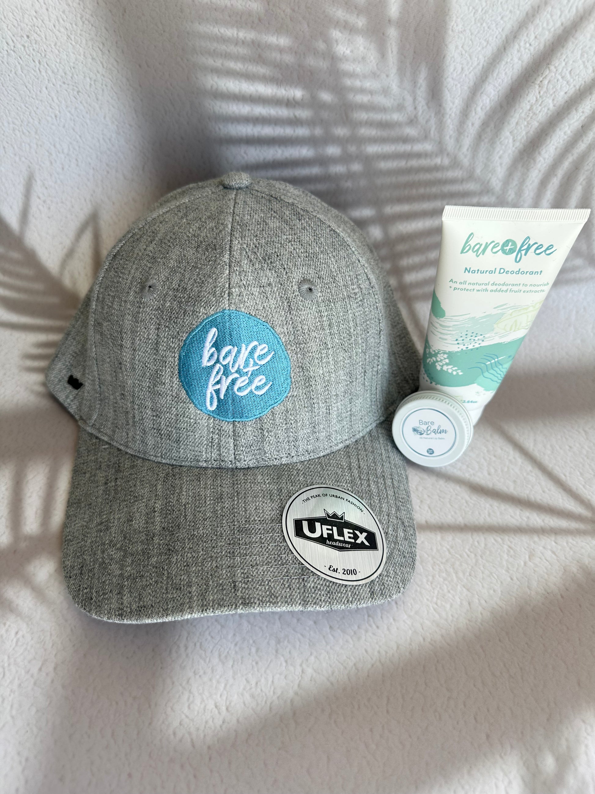 natural aluminium-free deodorant bundle with lip balm and cap