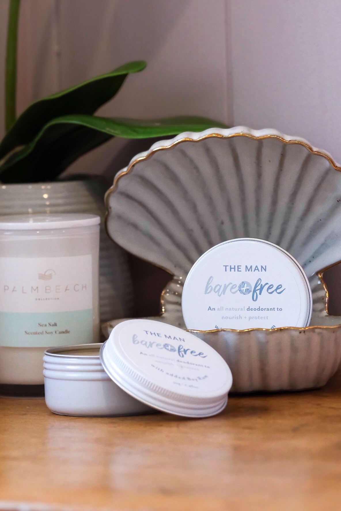 The Man Bare + Free The Man Bay rum Scented deodorant trio pack for sensitive skin