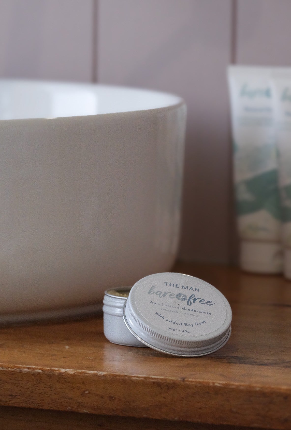 The Man Bare + Free The Man Bay rum Scented deodorant trio pack for sensitive skin