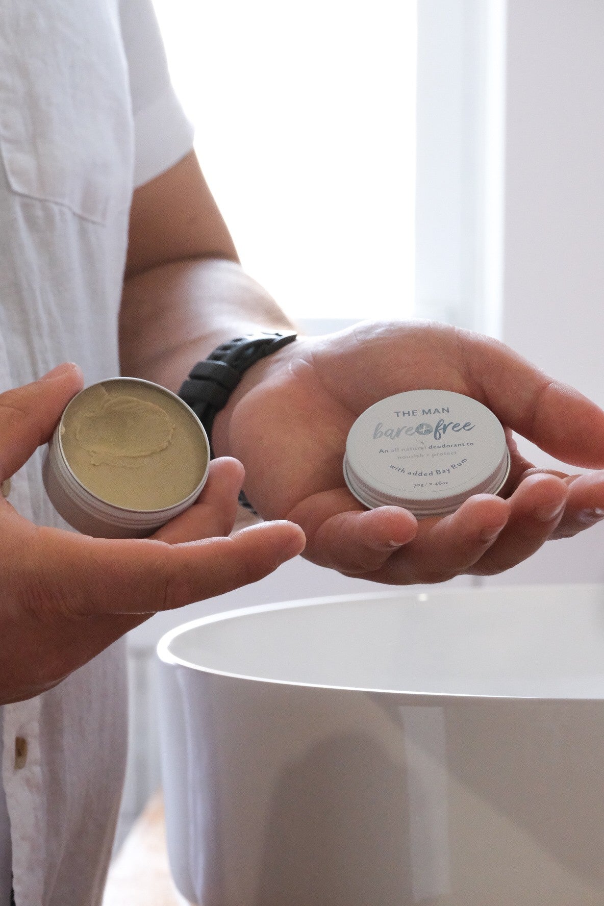 The Man Bare + Free The Man Bay rum Scented deodorant trio pack for sensitive skin. Australian made